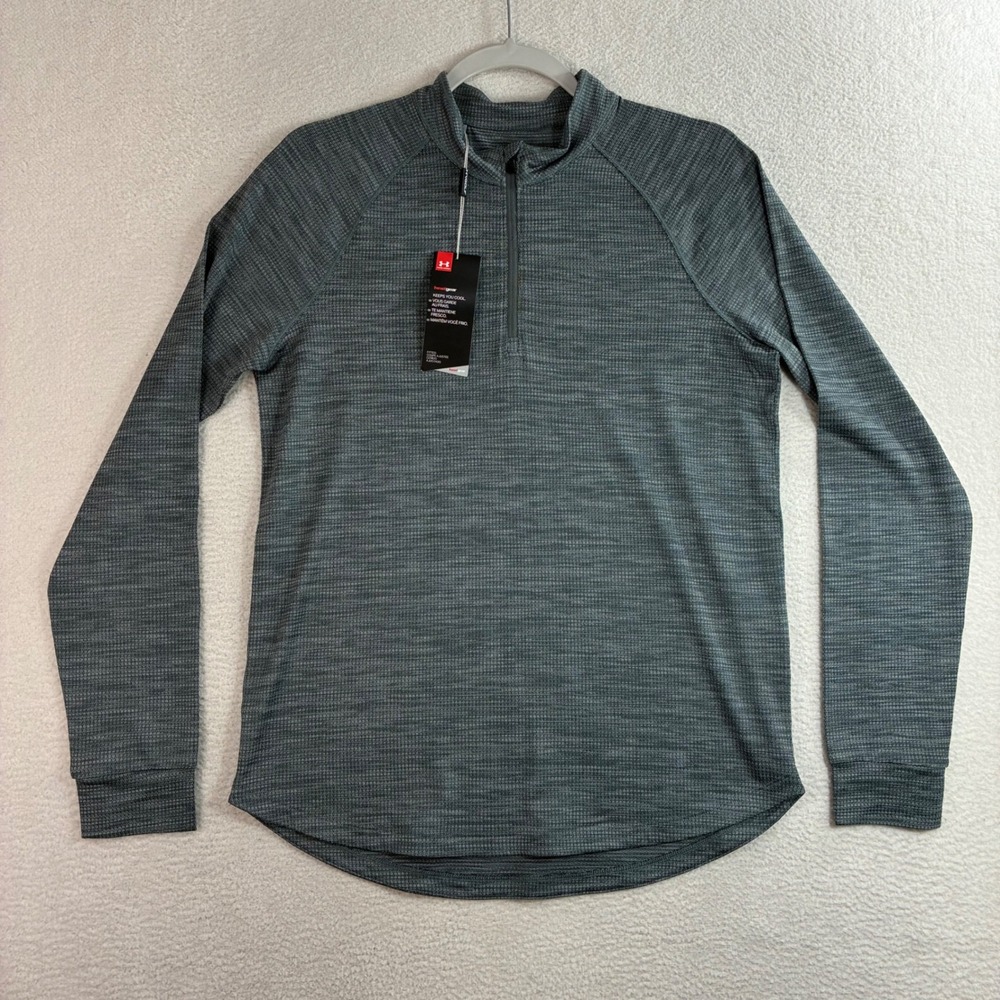 Under Armour Quarter Zip Pullover Men‎ M Gray Heatgear Fitted Golf Athletic NWT